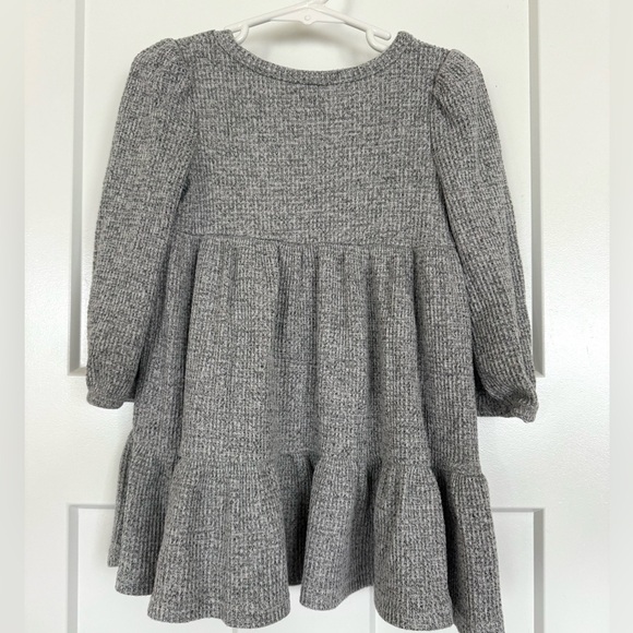 Cat & Jack Toddler Girl Waffle Knit Dress | Size 2T | Gray Long Sleeve Tiered - Picture 4 of 4
